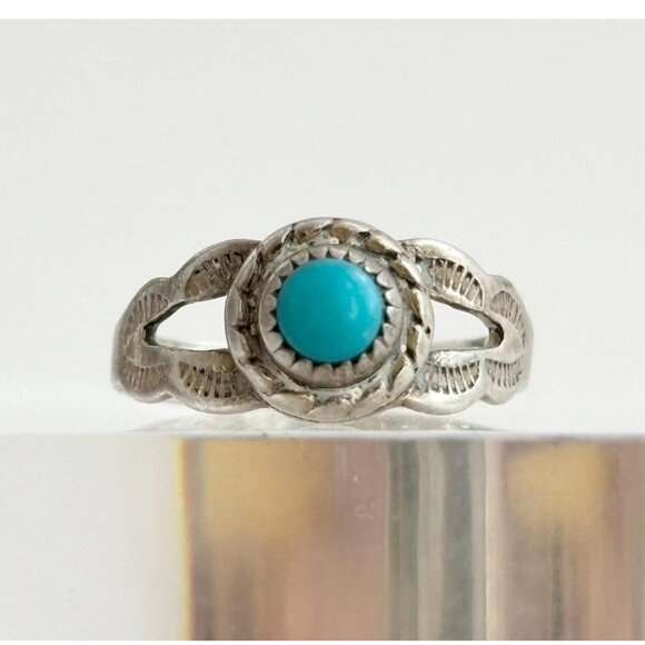 Bell Trading Post Fred Harvey Sleeping Beauty Turquoise Vintage Ring - sz 2 - Picture 1 of 10